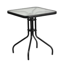 BOWERY HILL 3 Piece Rattan/Glass Square Patio Bistro Set, Black Finish, Includes Table and 2 Chairs, Rippled Glass Top, Lightweight Design, Indoor/Outdoor Use, Commercial or Residential Patio