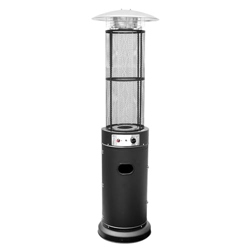Outdoor Patio Heater with Wheels, 46,000 BTU Freestanding Patio Heater, Simple Ignition System, Stainless Steel Gas Space Heaters, Ideal for Restaurant, Garden