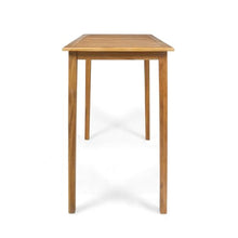 SRECELL Outdoor Acacia Wood Bar Table, 40" Bar Height Patio Dining Table with Slatted Top, Minimalist Solid Wood Console Table for Garden, Deck, Balcony, Entryway, Wooden Buffet Plant Stand,Teak