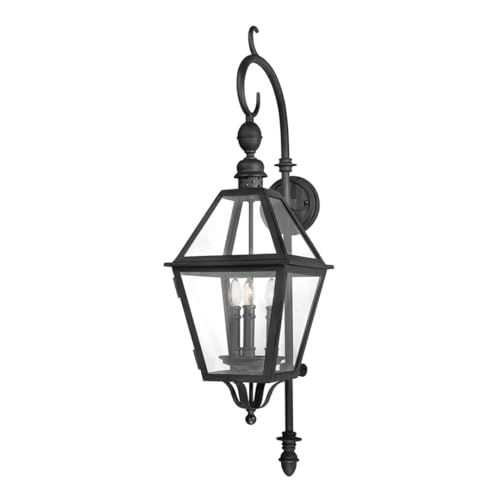 Troy Lighting Townsend 3-Light Wall Sconce | Texture Black Finish | Made of Hand-Worked Iron | Wet-Rated for Outdoor Use | 11" W x 39.5" H Profile | B9622-TBK