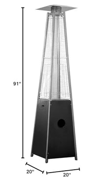 Hiland HLDSO1-GTPC 91-Inch Tall Quartz Glass Tube Heater - With wheels, Matte Black