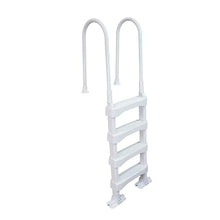 4 Step Ladder for 60 Inch Pool Walls w/Swimming Pool Ladder Mat, White