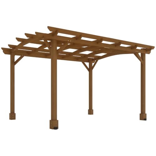 Outsunny 10' x 12' Outdoor Pergola with Arched Roof Wood Gazebo Dark Brown