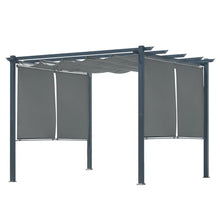 Masyardi 10 x 10 Ft Outdoor Aluminum Pergola, Retractable Canopy & 2 Sides Shades for Patio Backyard Garden Deck
