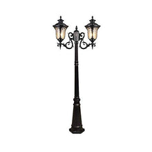 SDdPulse Post Lights Garden, 2-Lights Traditional Victoria Retro Street Light Aluminum Glass High Pole Outdoor Road Lamp Waterproof Vintage Landscape Lawn Lantern Patio,Black-1.8m