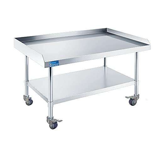 KPS 36" x 24" Stainless Work Table, Undershelf, Casters, NSF