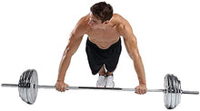 SimpleL Barbell Weight Set with Bar 210-Pound Adjustable Chrome Cast Plates Silver