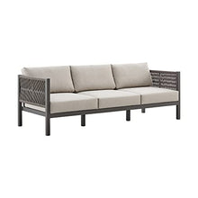 Armen Living Cuffay Modern Outdoor Patio Conversation Furniture Set Brown Aluminum and Taupe