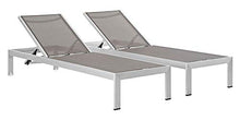 Modway Shore Aluminum Textilene® Mesh Outdoor Patio Two Poolside Chaise Lounge Chairs in Silver Gray