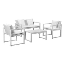 Pangea Home 1+2 Chester-1+2+CT Set Wht Sofa, White-Anodized Aluminum/Fabric/Polyresin