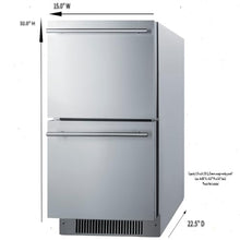 Summit 15” Outdoor Two Drawer Refrigerator, Stainless Steel - ADRD15