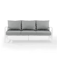Afuera Living Transitional Outdoor Metal Sofa, Gray Finish, Weather-Resistant Steel with Solution-Dyed Polyester Cushions, Removable Covers, Seats 3, 79 in Wide for Patio or Garden Lounge Use