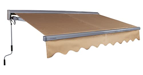 ADVANING Classic Series 12'X10' Manual Retractable Awning, 100% Acrylic UV+ Sun Shade Canopy, Canvas Umber (Solid), MA1210-A208H