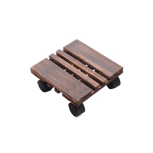 OREKPOT Pcs Plants Saucers Solid Wood Pulley Flowerpot Tray with Wheeled Flowerpot Base Roller Outdoor Flowerpot Bracket Removable Plant Pot Saucers,