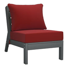 Costaelm Portsmouth Outdoor Patio HDPE Sectional Sofa with Deep Seating Patio Cushions, Gray/Red