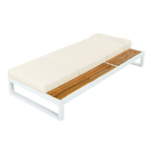 4 PCS Outdoor Acacia Wood Chaise Lounge with Cushions for Poolside, Lawn