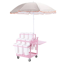 Flower Display Stand with 18 Buckets Rolling Flower Display Rack with Wheels & Umbrella for Patio Garden Shop Wedding Party