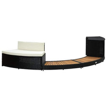 PHGTYUK Spa Surround Black and Natural Wood with Cushioned Mini Sofa and Ample Storage for Outdoor Hot Tub, Durable Poly Rattan and Acacia Wood Design Fits Up to Six People