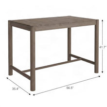 Outdoor Escape Teak Wood Outdoor Bar Table, Rectangular Bar Height Pub Table for Patio Deck Garden Teak Outdoor Furniture High Top, Weathered Gray Teak