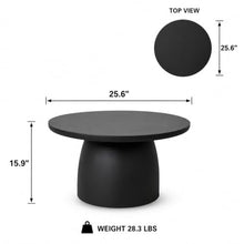 Modern Indoor/Outdoor Matte Black Round Poly-Fiber Coffee & End Table Set