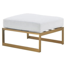 Elle Decor Mirabelle Outdoor Ottoman in White and French Gold