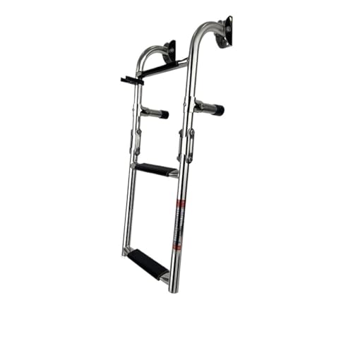 Stainless Steel 2+1 Step Ladder Folding Step Ladder with Teak Treads for Boat Yacht Hardware