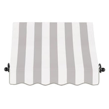 Awntech 3' Charleston (40.5"-24"-24") Sloped Fixed Awning with Scrolled Iron Arms, Gray/White Stripe