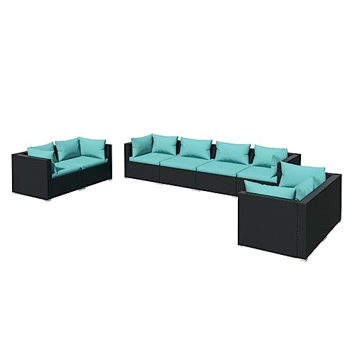HKTMGDNG 8-Piece Modular PE Rattan Patio Sofa Set with Cushions