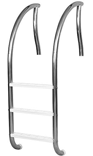 Inter-Fab DR-L3065P-W Designer Three Step Stainless Steel Pool Ladder with White Plastic Treads