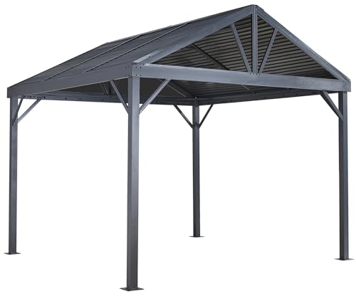 Sojag 8' x 8' Sanibel I Hardtop Gazebo Outdoor Weather-Resistant Aluminum Frame Light Grey