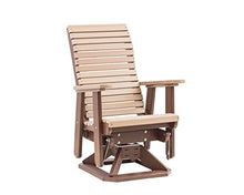 EcOasis Anchor Bay Amish Crafted Poly Outdoor Swivel Glider, High-Back (Weatherwood on Tudor Brown)