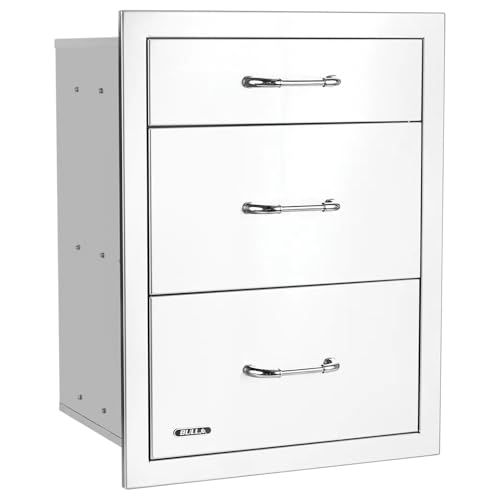 Bull Outdoor Products Premium Components for Outdoor Kitchen BBQ Island Drawer, Triple, 2+1 Stainless Steel with Reveal