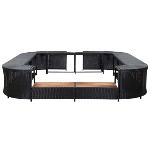 Square Spa Surround Black 105.5"x105.5"x21.7" Poly Rattan