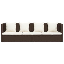 TUERYAFEK Poly Rattan Patio Bed with Seat Cushion and Pillows, Adjustable Sun Lounger with 7 Positions, Powder-Coated Steel Frame, Brown