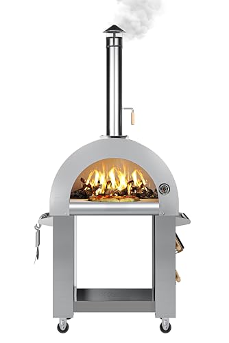 KoolMore 32 in. Outdoor Wood Fired Pizza Oven in Stainless-Steel (KM-OKS-WFPO)