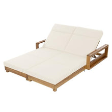 Merax Double Acacia Wood Chaise Lounge Set，4-Position Adjustable Backrests