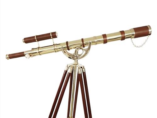 NAVIROCK Vintage Marine Brass Telescope Shiny Finish with Adjustable Tripod