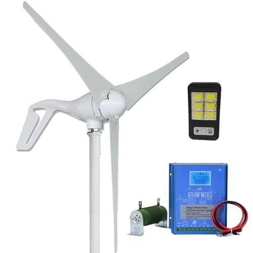 4000W 24V Wind Turbines Generator Kit With Solar Light & Hybrid Controller | Automatic Yaw System | Nylon Fiber Blades | 50m/s Wind Resistance | Off-Grid Power Solution For Home/Farm/Cabin