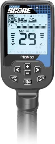 Nokta Double Score Metal Detector for Adults - Fully Waterproof, Rechargeable, Multi-Frequency, Easy-to-Use Detectors for Treasure Hunting (Double Score with Premium Digger)
