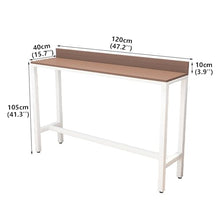 Yclty Outdoor Bar Table, Patio Pub Height Table with Anti-Fall Baffle, All-Weather Bar Height Counter Table, Narrow Dining Table for Hot Tub, Garden & Backyard(Color:White+Wood,Size:L-47.2in)