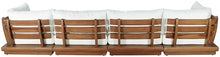 Meridian Furniture 111White-Sec6B Mirella Collection Modern | Contemporary Outdoor Patio U-Shaped 6pc. Modular Sectional with Solid Teak Frame, Water Resistant Fabric, 150" W x 75" D x 27" H, White