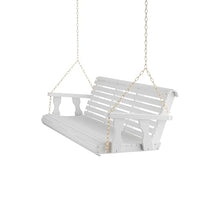 Amish Casual Heavy Duty 700 Lb Capacity Porch Swing (6 Foot, Semi-Solid White Stain) – Wooden Outdoor Roll Back Swing with Hanging Ropes – Amish Made in the USA