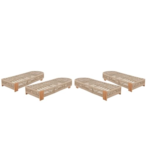 WEALTHKING Outdoor Acacia Wood Patio Adjustable Lounge Chair - Uncushioned Reclining Furniture for Backyard Pool Garden (Teak+ Beige,4)