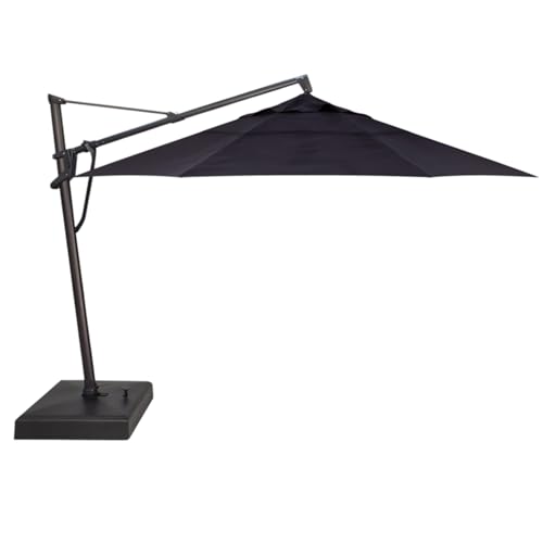 Treasure Garden AKZ PLUS Cantilever Umbrella 13' Octagonal Obravia Navy Canopy and Black Frame with Rolling Base