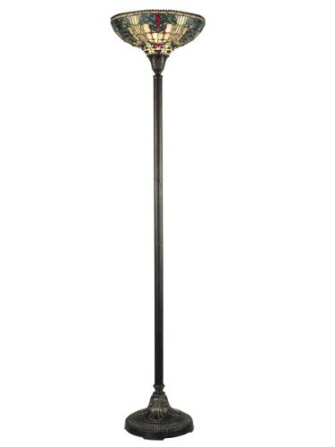 Dale Tiffany TR10496 Tiffany Torchiere Lamp, Fieldstone and Art Glass Shade