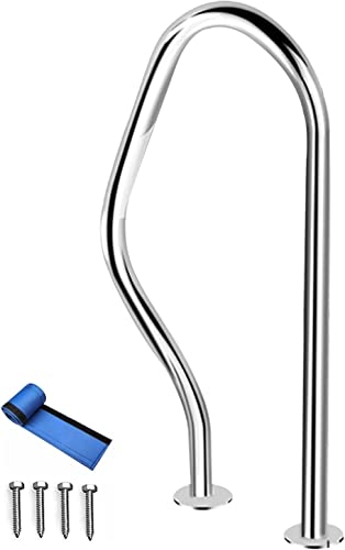 Swimming Pool Hand Rail Pool Rail Pool Railing Pool Handrail Humanized Pool Hand Rail w/Blue Grip Cover 31.5 X 18.5 Inch Pool Railing 304 Stainless Steel Material