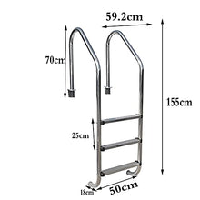 Swimming Pool Escalator Embedded Stainless Steel Underground Swimming Pool Ladder with 3 Anti-Skid Pedals Suitable for Private/Commercial/Silver / 50cm (Silver 50cm)