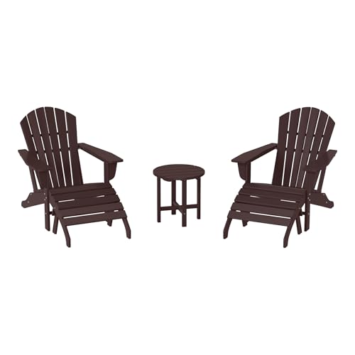 WestinTrends Dylan Outdoor Adirondack Chair with Ottoman and Side Table 5-Piece Set Dark Brown