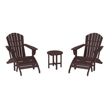 WestinTrends Dylan Outdoor Adirondack Chair with Ottoman and Side Table 5-Piece Set Dark Brown