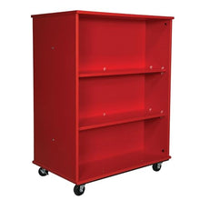 Tot Mate Double-Sided Mobile Bookshelf 3-Shelf Storage Cabinet Red